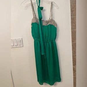 Kelly green silk dress